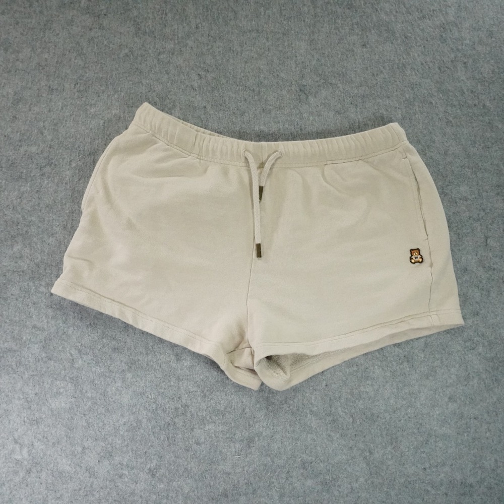 Teddy‎ Fresh Sweatshorts Womens XL Beige Elastic Waist Draw String Logo